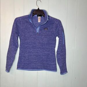 Patagonia Blue/ purple Fitted Long Sleeve Polo Sweatshirt